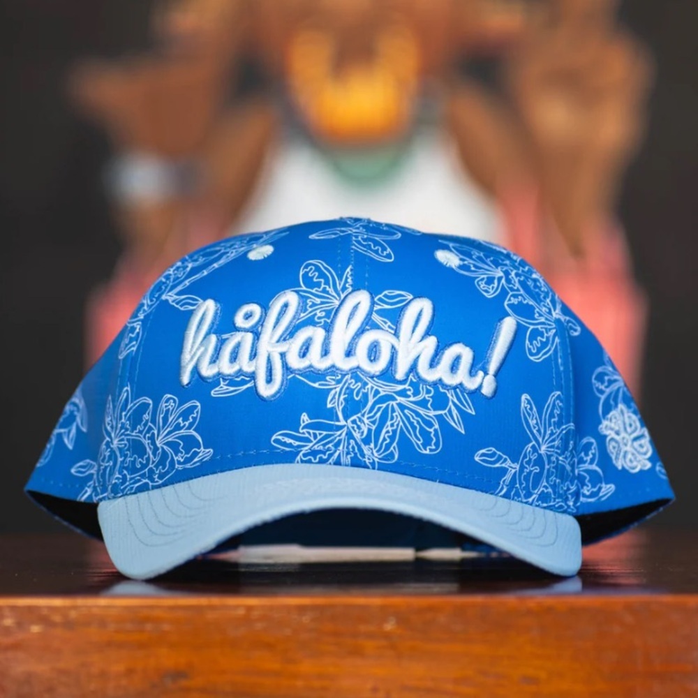 Hafaloha! Blue Plumeria Golf Snapback Hat